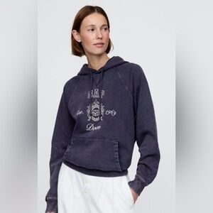 Gap x Doen Navy Blue Heavyweight Raglan Logo Hoodie Medium